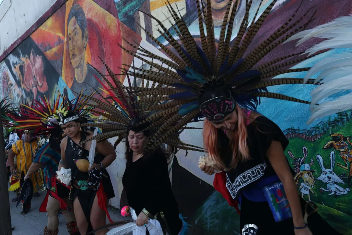Aztec dancers celebrate day of the dead Aztec dancers celebrate day of the dead