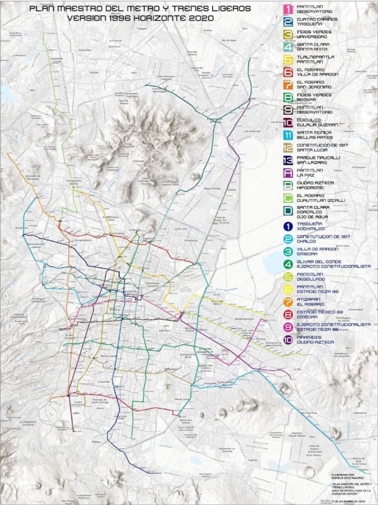 El Plan Maestro del Metro en 1996.