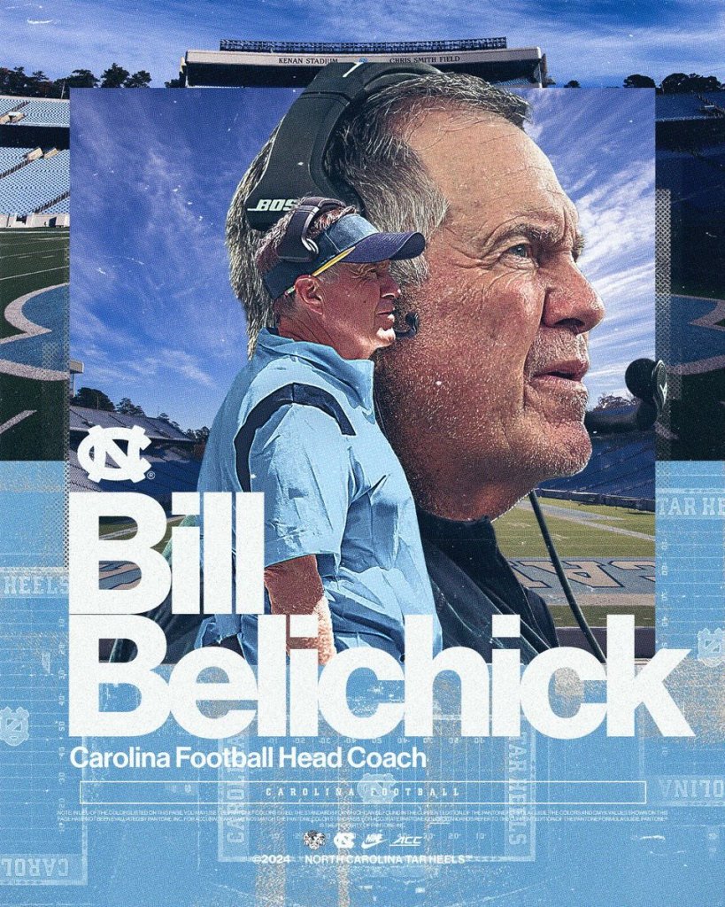 Bill Belichick es nuevo Head Coach de los Tar Heels de futbol colegial