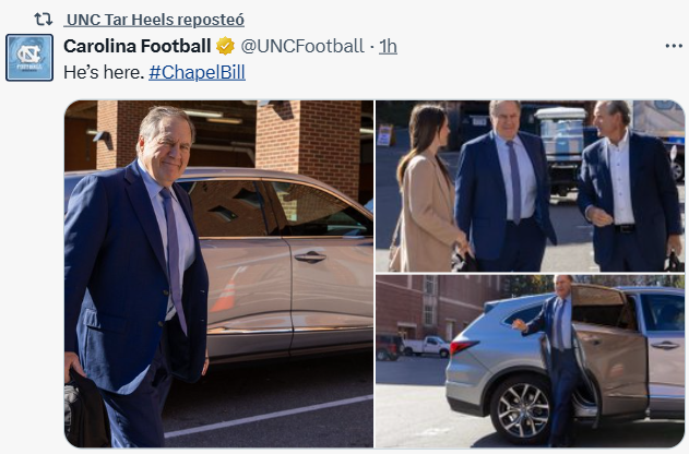 Bill Belichick es nuevo Head Coach de los Tar Heels de futbol colegial