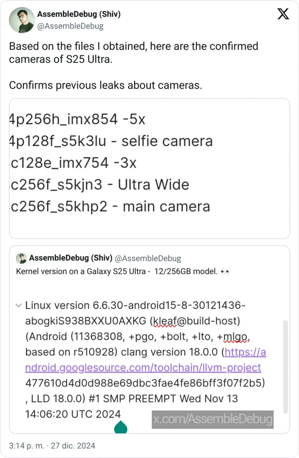 Assembledebug Tweet Galaxy S25 Ultra Assembledebug Tweet Galaxy S25 Ultra - S25 Ultra