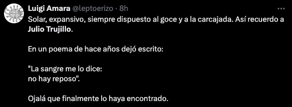 Mensajes de condolencias por la muerte de Julio Trujillo