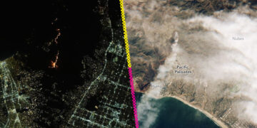 Así se ven los incendios en Los Ángeles desde el espacio