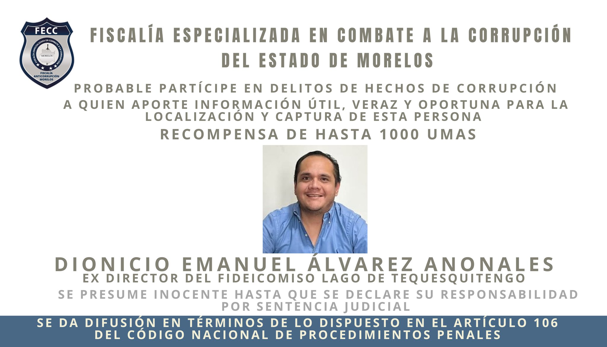 Fiscalía Anticorrupción ofrece recompensa por información de Dionicio Álvarez