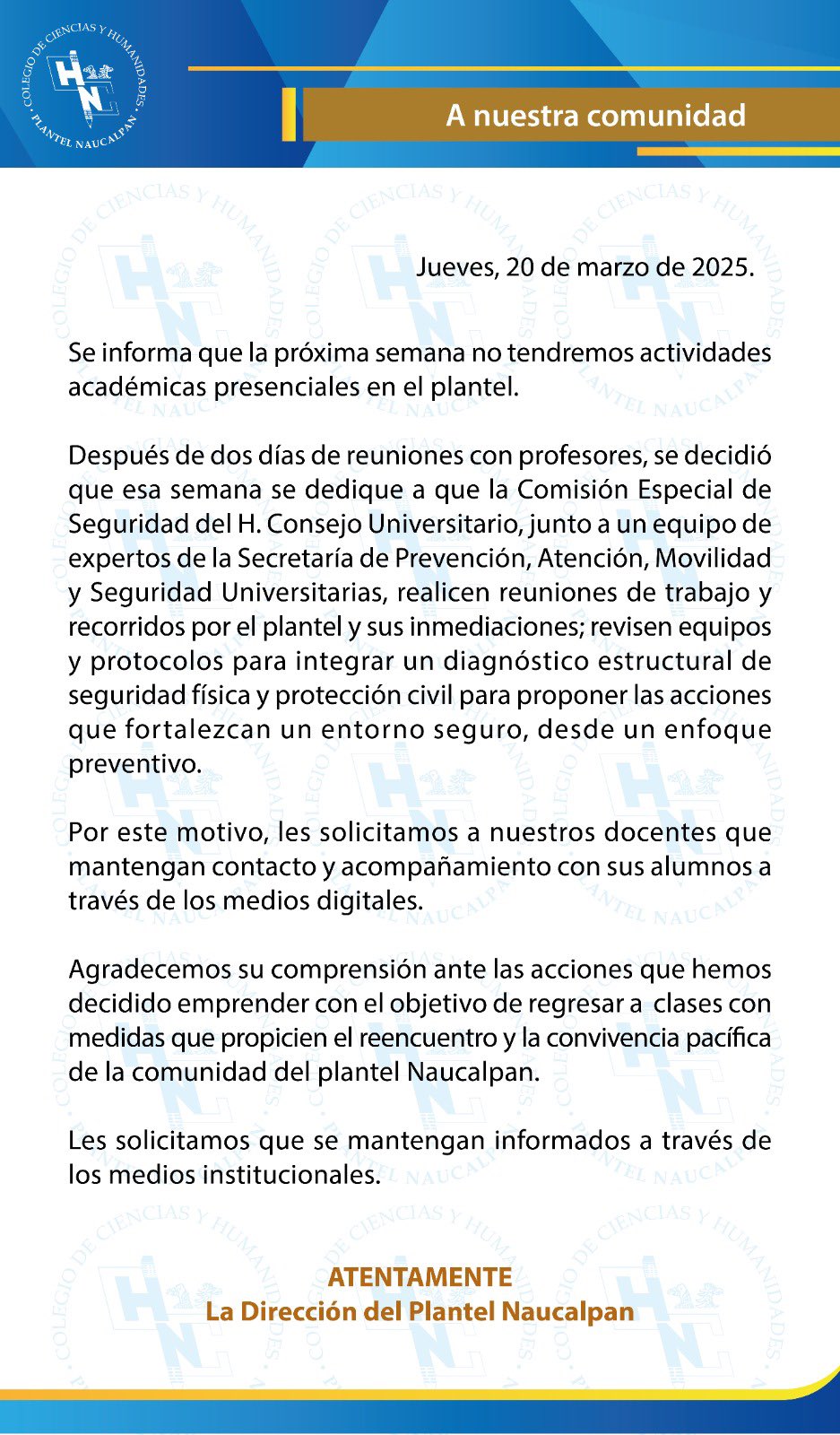 comunicado cch naucalpan