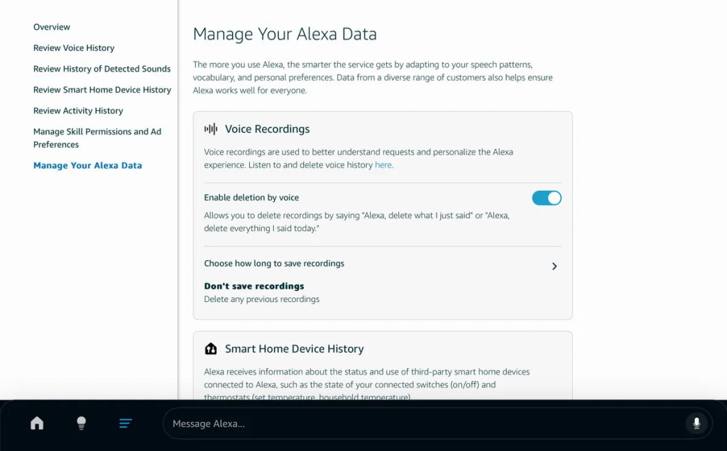 Amazon impone un ultimátum de privacidad: deja que guarden tu información o desconéctala 3 Configuración de Alexa para no enviar grabaciones de voz.