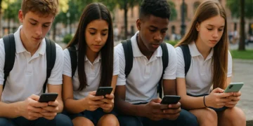 Estudiantes Usando Redes Sociales - Redes sociales