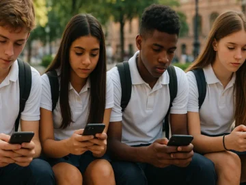 Estudiantes Usando Redes Sociales - Redes sociales