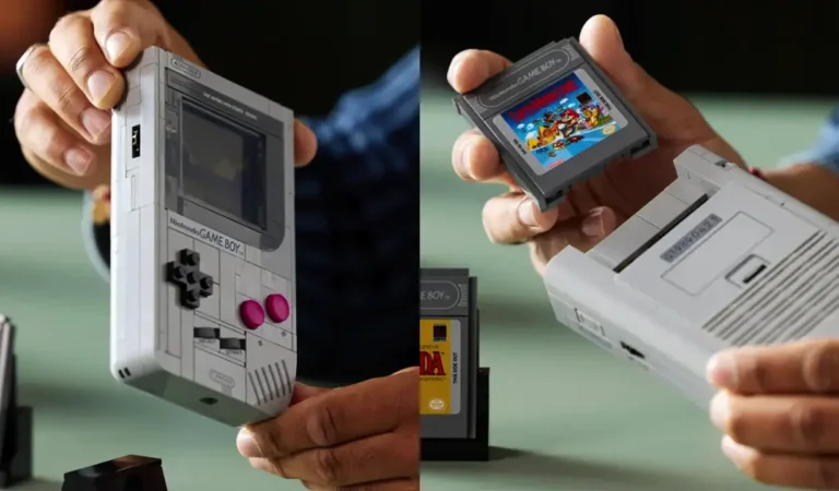 Nuevo set de LEGO recrea el Game Boy original con pantalla lenticular y cartuchos de Zelda y Mario